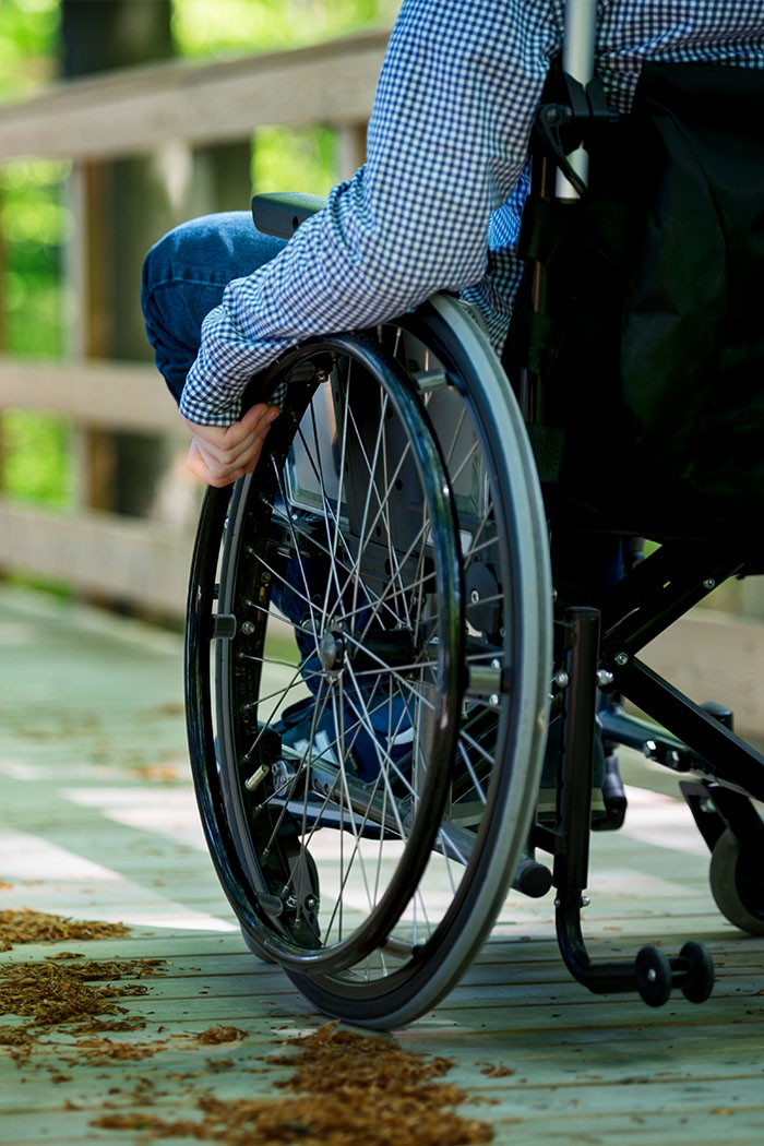 Injured man in a wheelchair